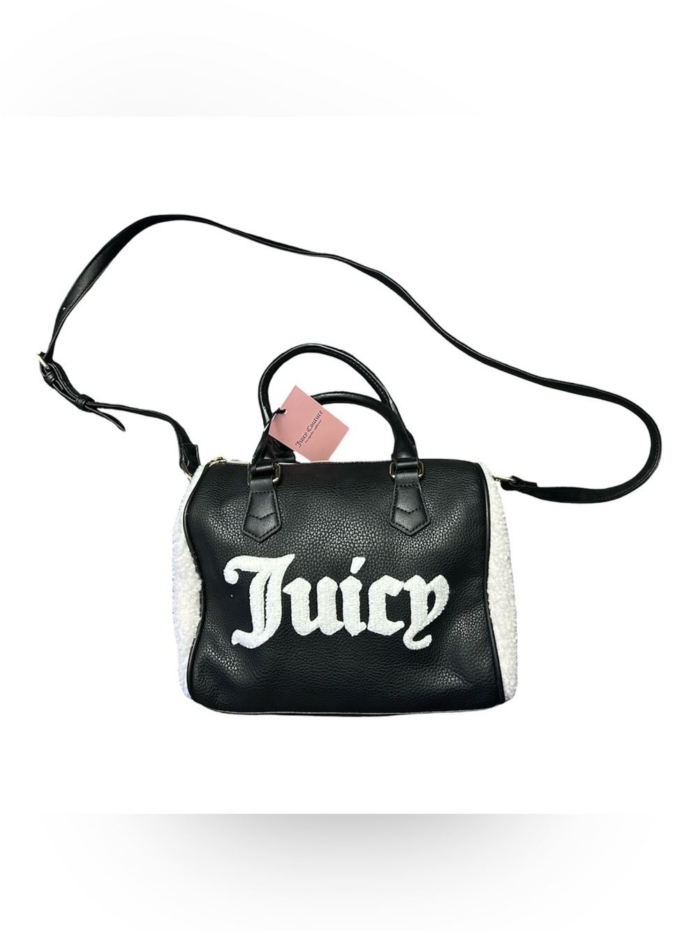 Juicy Couture Black and White 'Juicy' Logo Satchel